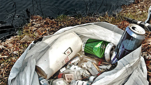 Trash and litter pick up at the Wachusett Reservoir