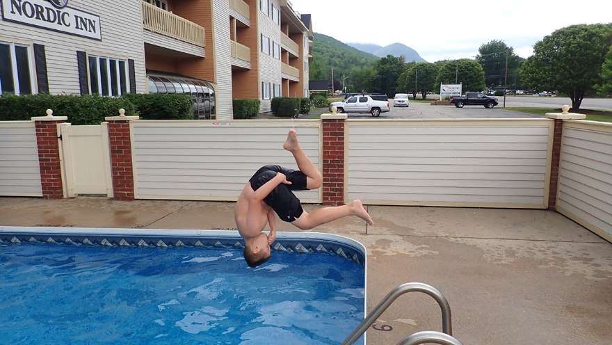 Front flip at Nordic Inn pool